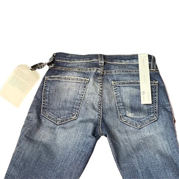 CURRENT/ELLIOTT THE STILETTO TOWNIE W/SLANTED STEP HEM TUXEDO STRIPE DENIM JEANS - Picture 7 of 16